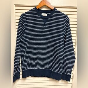 Fossil Men’s Striped Crewneck Sweatshirt Navy White 100% Cotton Size S Vintage